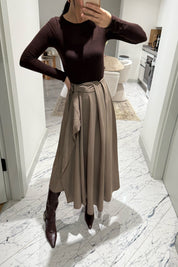Bej Taka Detaylı Pareo Kloş Etek SY-3536-Bej