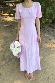 Pembe Göğüs Büzgülü Elbise SY-3235-Pembe