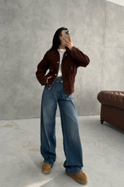 Kahve Cep Detaylı Bomber Ceket SY-3462-Kahve