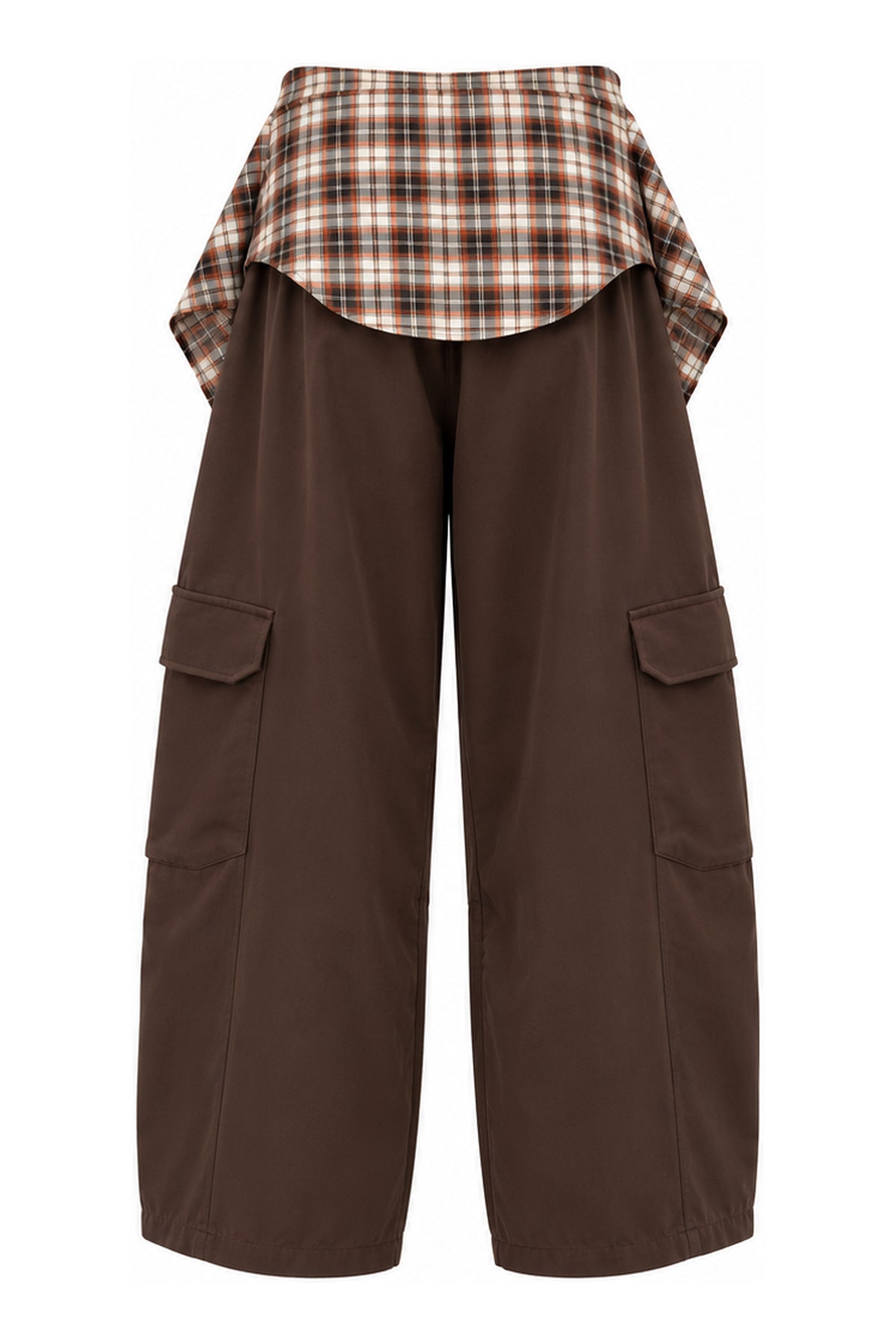 Kahve Ekose Bağlama Detaylı Kargo Pantolon SY-3909-Kahverengi
