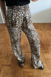 Leopar Bol Beli Lastikli Saten Pantolon SY-2209-Leopar