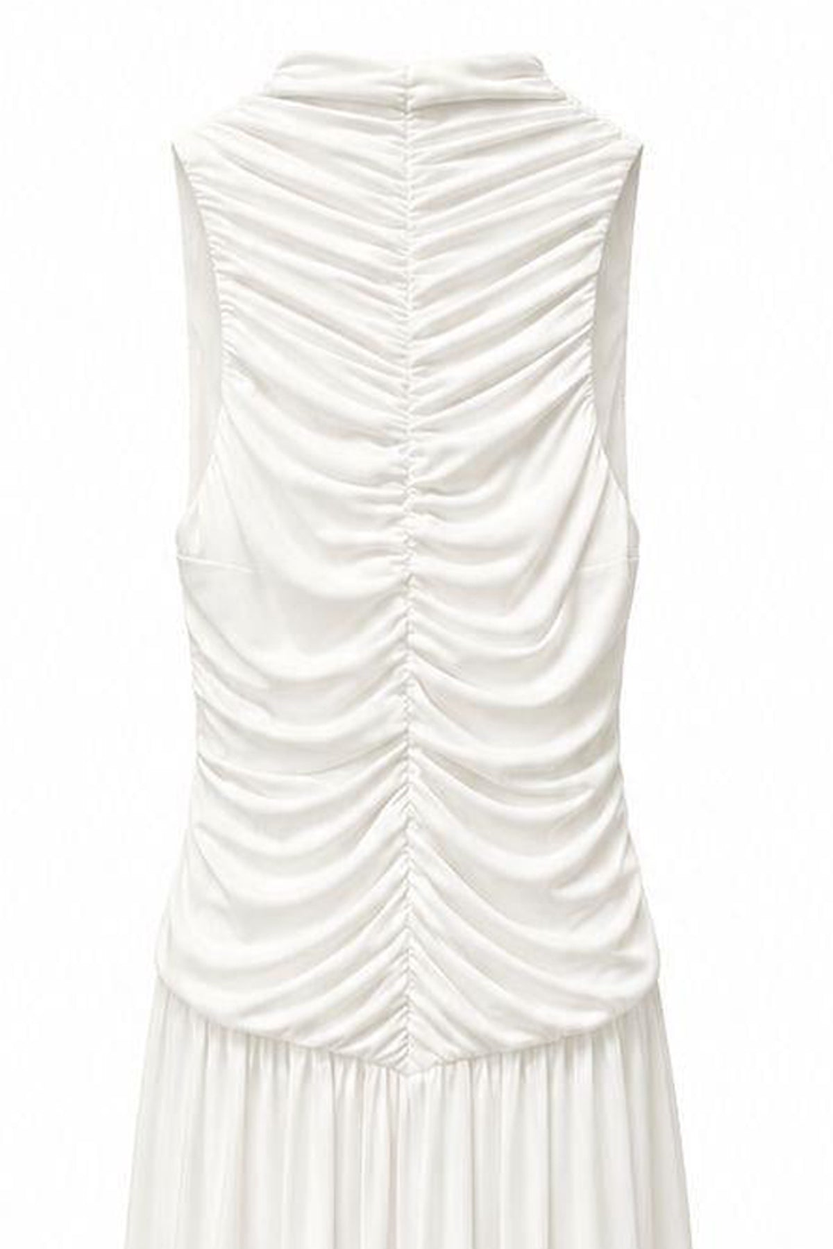 Beyaz Halter Yaka Maxi Davet Elbisesi Ön Drapeli SY-3782-Beyaz