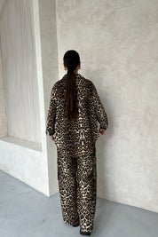 Leopar Desenli Gabardin Gömlek Pantolon İkili Takım SY-2456-Leopar