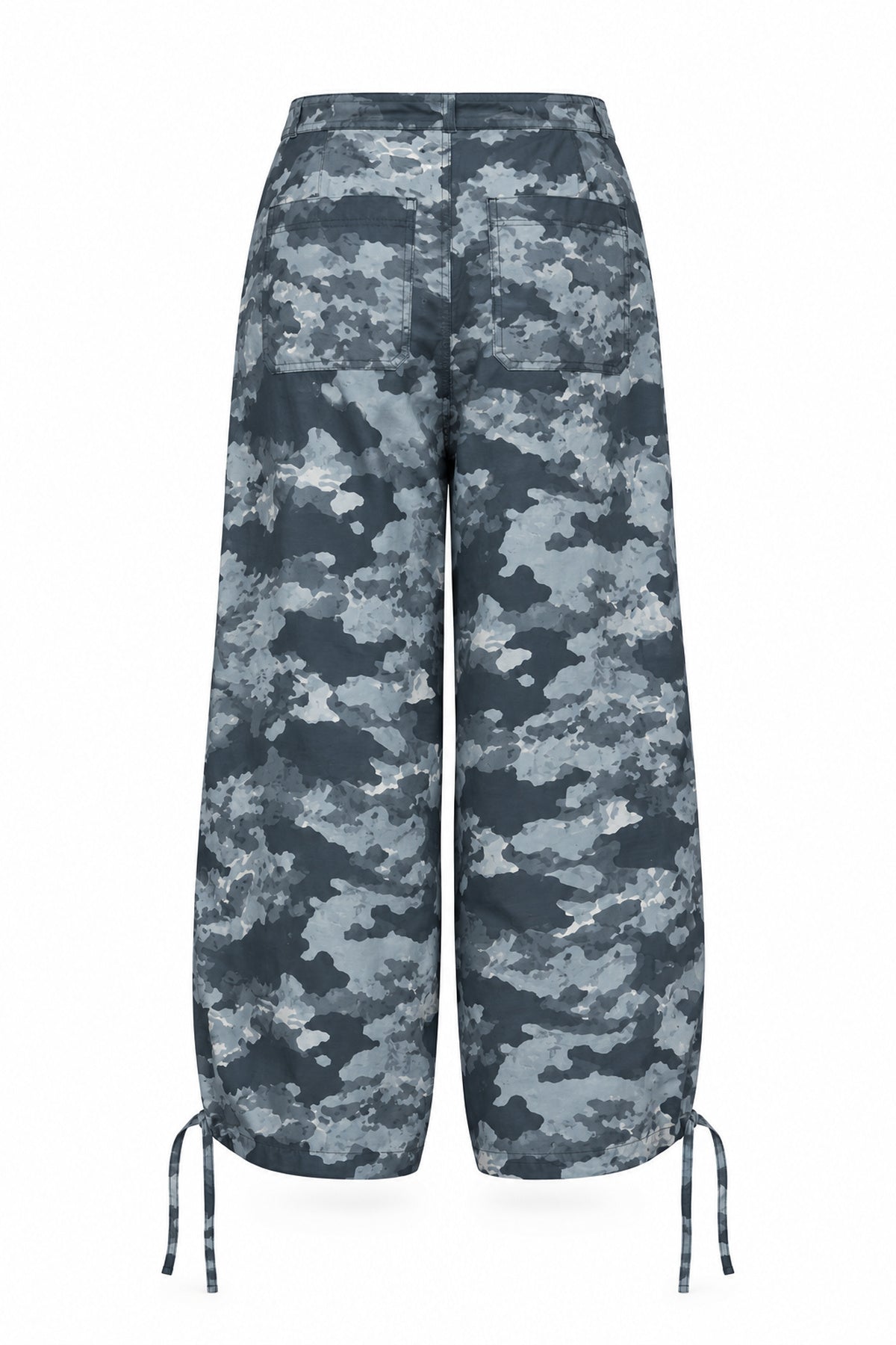 Kamuflaj Desenli Büzgü İpli Geniş Paça Pantolon SY-3863-Mavi