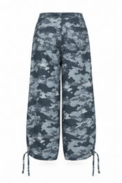 Kamuflaj Desenli Büzgü İpli Geniş Paça Pantolon SY-3863-Mavi