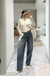 Mavi Yıkamalı Vintage Balon Jean SY-3517-Mavi