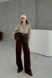 Kahve Premium Palazzo Pantolon SY-3454-Kahve