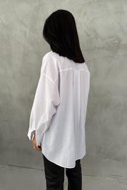 Beyaz Cepli Kadın Gömlek SYM-3429-Beyaz