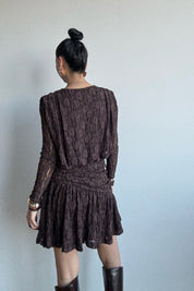 Kahverengi Güpürli Midi Tasarım Elbise SY-3489-Kahverengi