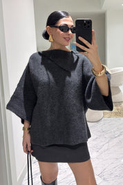 Antrasit Yaka Detaylı Triko-Kazak SY-3613-Antrasit