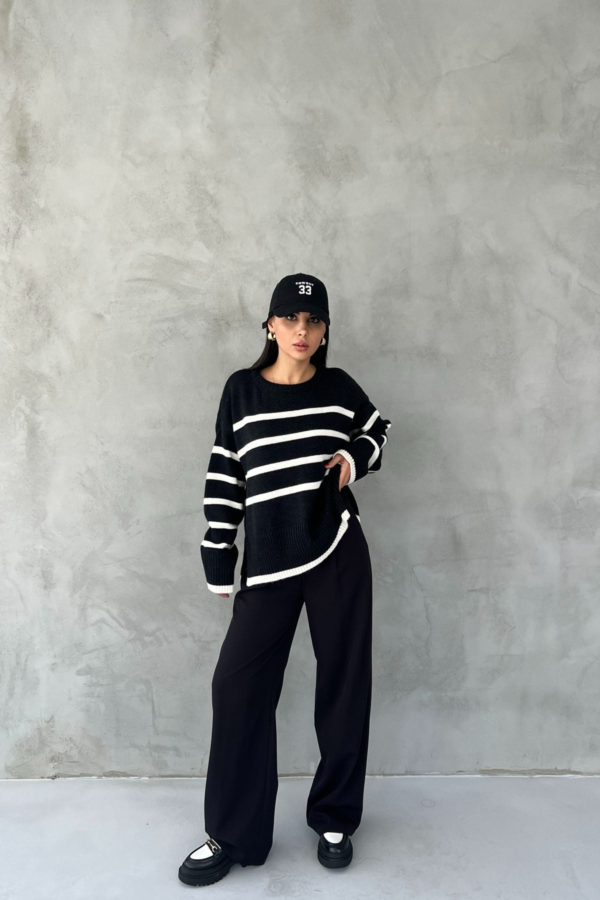 Siyah Arka Cep Detaylı Palazzo Pantolon SY-2461-Siyah