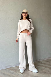 Bej Modal Cep Detaylı Pantolon SY-1797-Bej