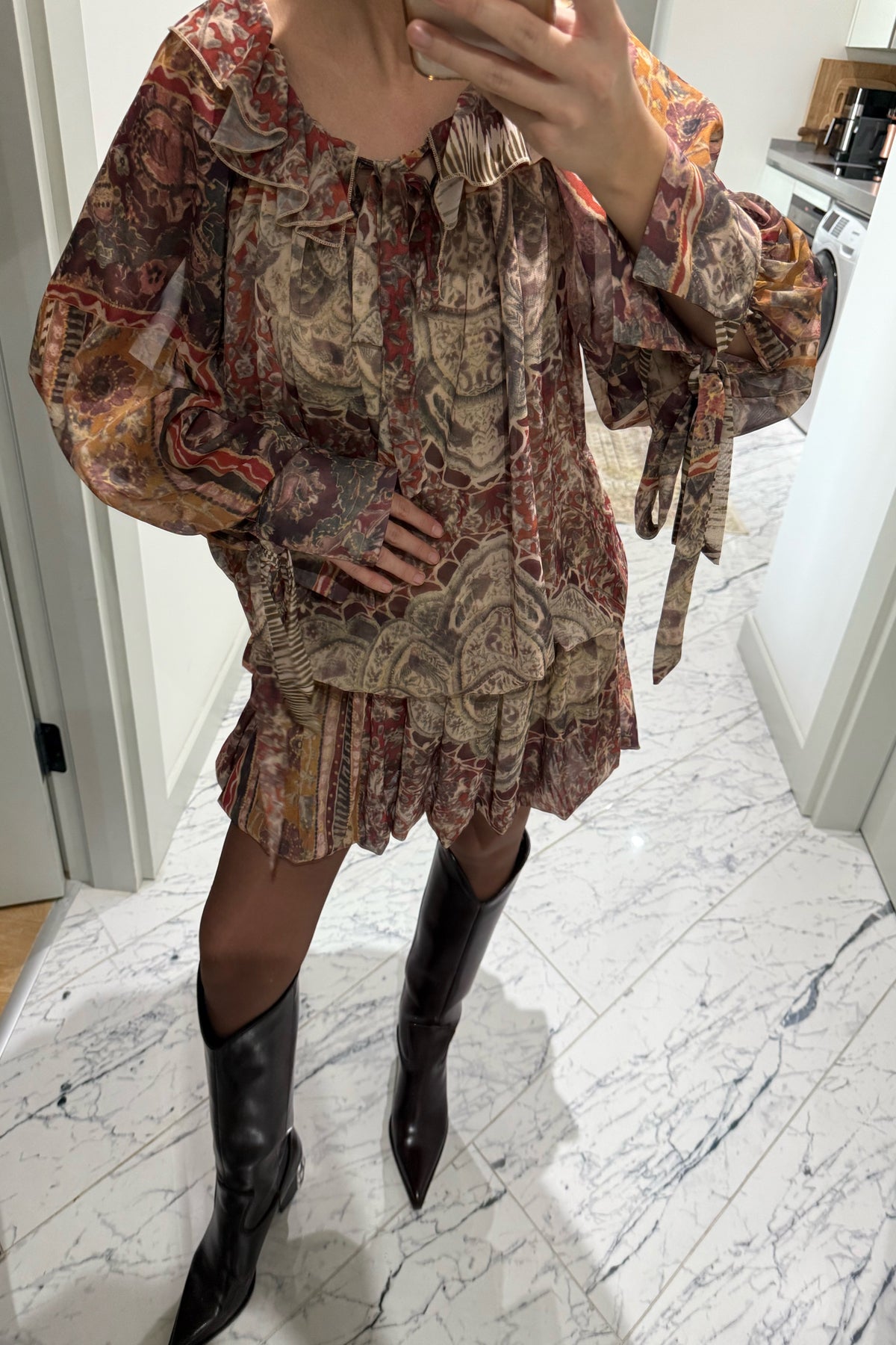 Renkli Desenli Sanremo Mini Tasarım Elbise SY-3539-Renkli