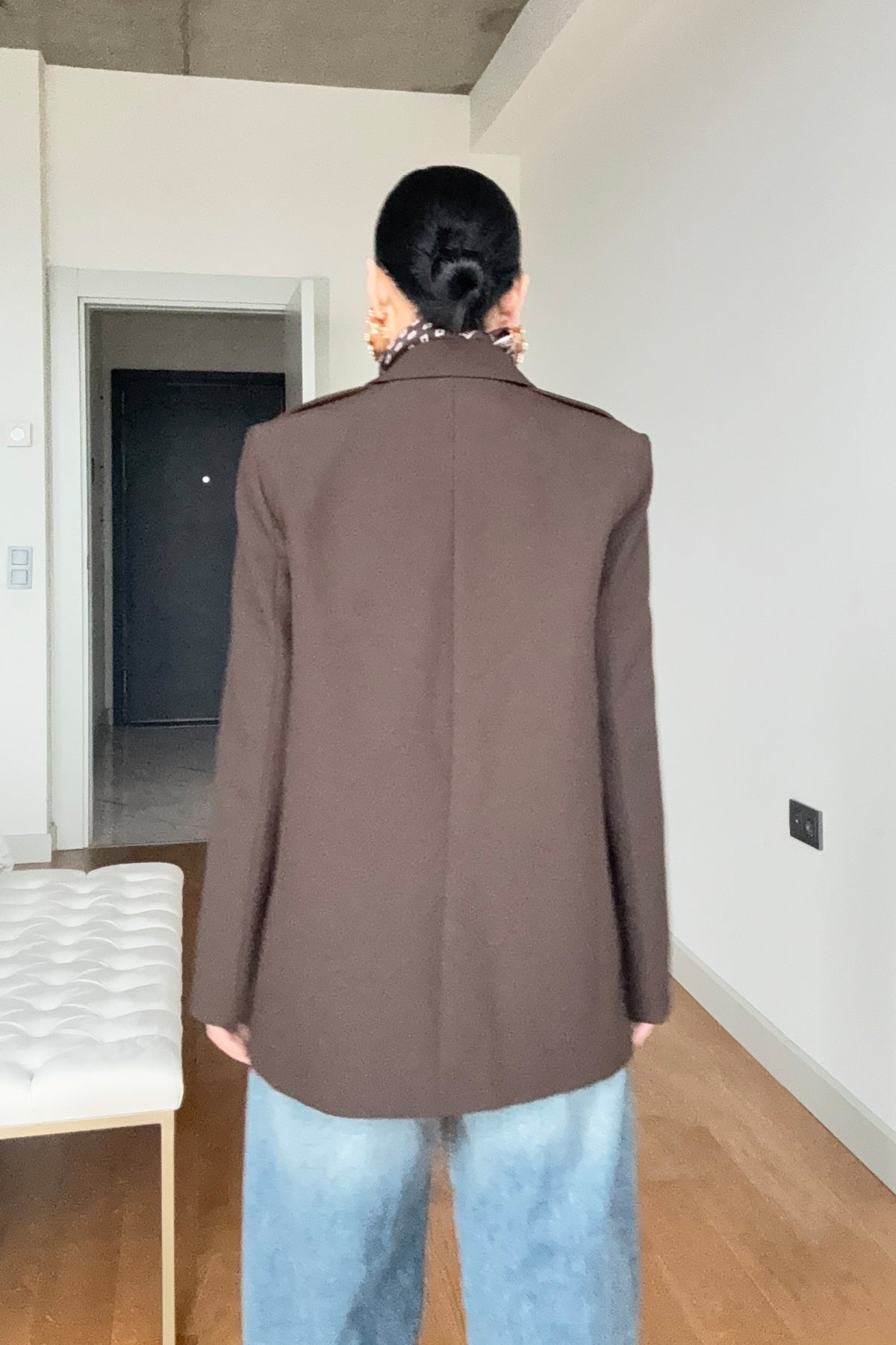 Kahverengi Şal Detaylı Blazer Ceket SY-3549-Kahverengi