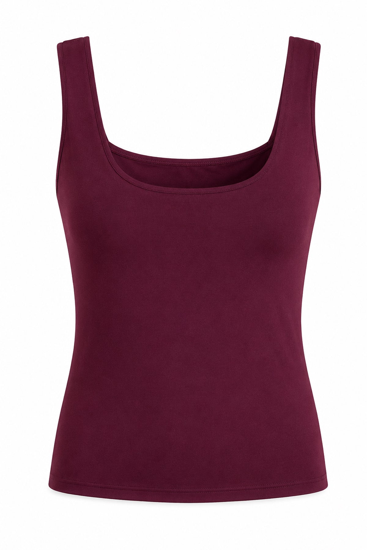 Bordo Kare Yaka Kalın Askılı Basic Bluz SY-3840-Bordo