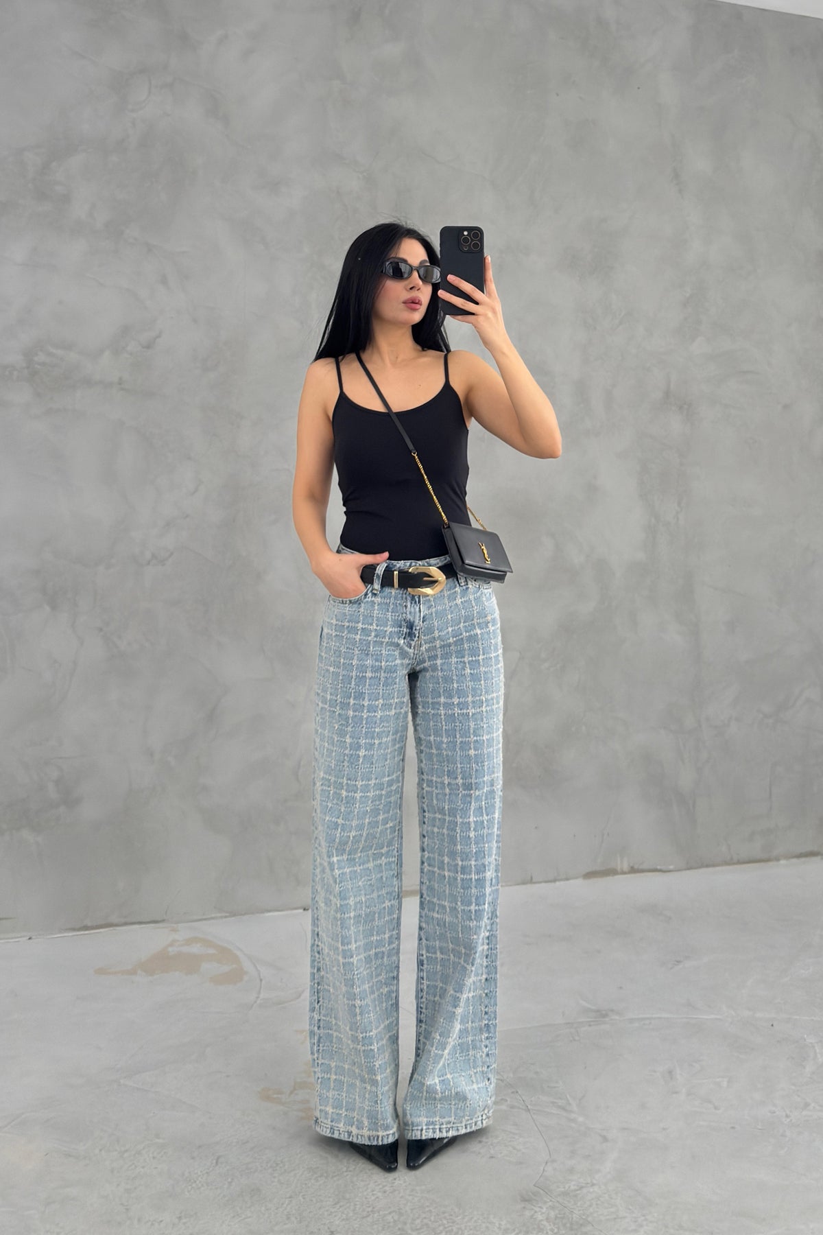 Kareli Wide Leg Mavi Jean SY-3648-Mavi