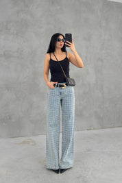 Kareli Wide Leg Mavi Jean SY-3648-Mavi