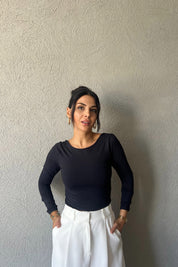 Siyah Sırt Detaylı Crop SY-1641-Siyah