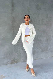 Ekru Hırka Uzun Etek İkili Triko Takım SY-2437-Ekru
