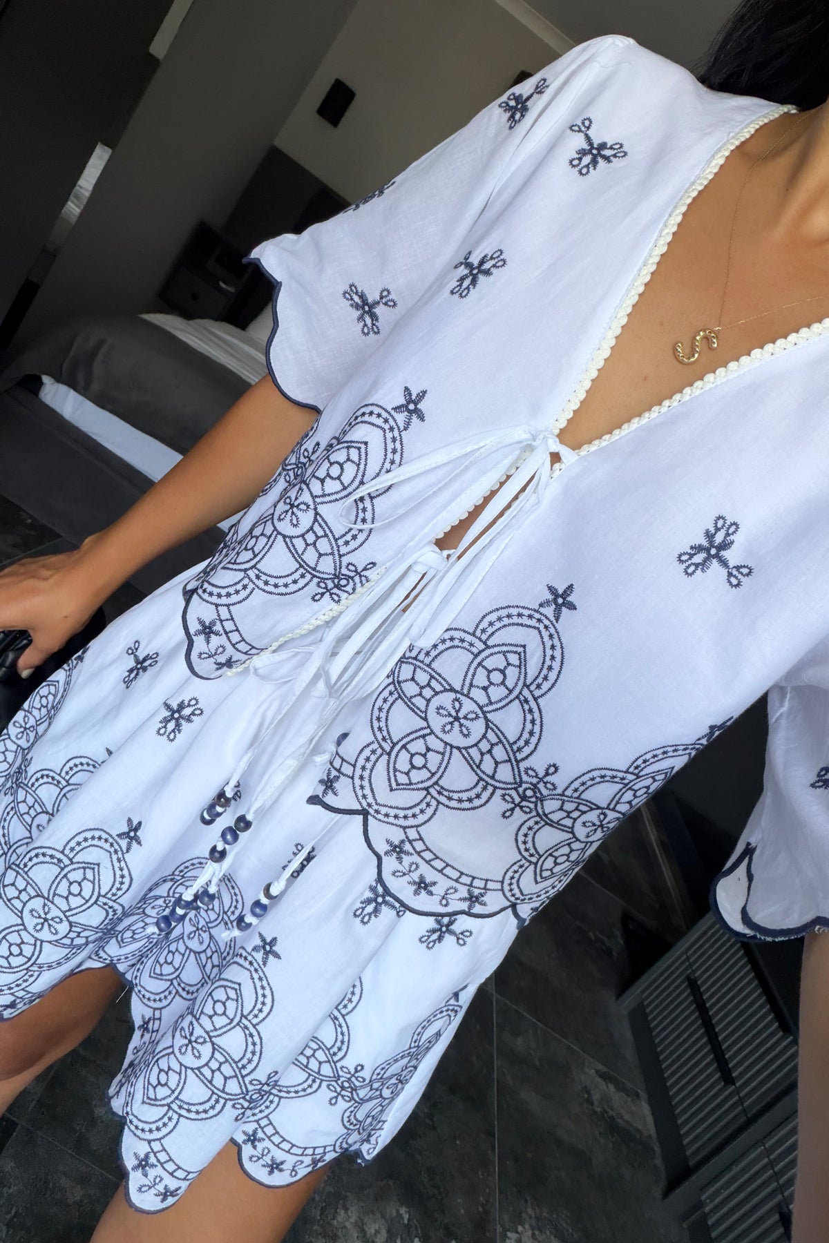 Beyaz Nakış Detaylı Bluz SY-3771-Beyaz