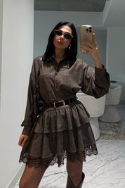 Kahverengi Ekose Rihanna Gömlek SY-3493-Kahverengi