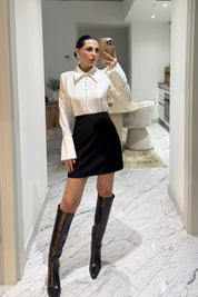 Siyah Arkadan Fermuarlı Klasik Mini Etek SY-3398-Siyah