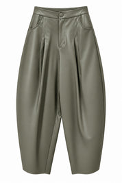 Jako Pile Detaylı Haki Deri Pantolon SY-3877-Haki