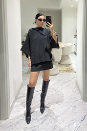 Antrasit Yaka Detaylı Triko-Kazak SY-3613-Antrasit