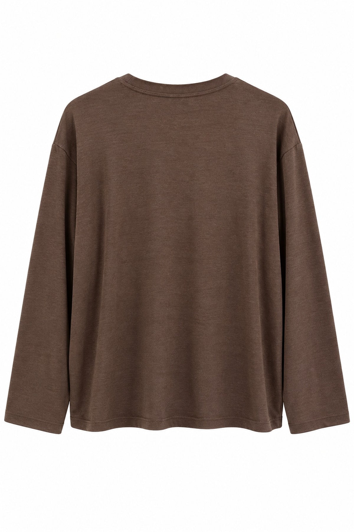 Kahve Bisiklet Yaka Oversize Basic Bluz SY-3899-Kahverengi