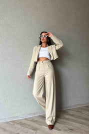 Naturel  Blazer Ceket Pantolon Keten Takım SY-2018-Naturel