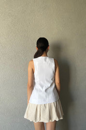 Beyaz Büyük Düğmeli Yelek SY-2354-Beyaz