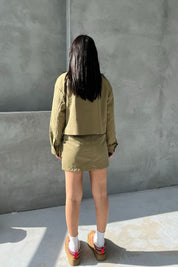 Haki Safari Çok Cepli Çıtçıtlı Etek Ceket Takım SY-2691-Haki