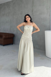 Açık Haki Büzgün Detaylı Paris Maxi Elbise SY-3196-Açık Haki