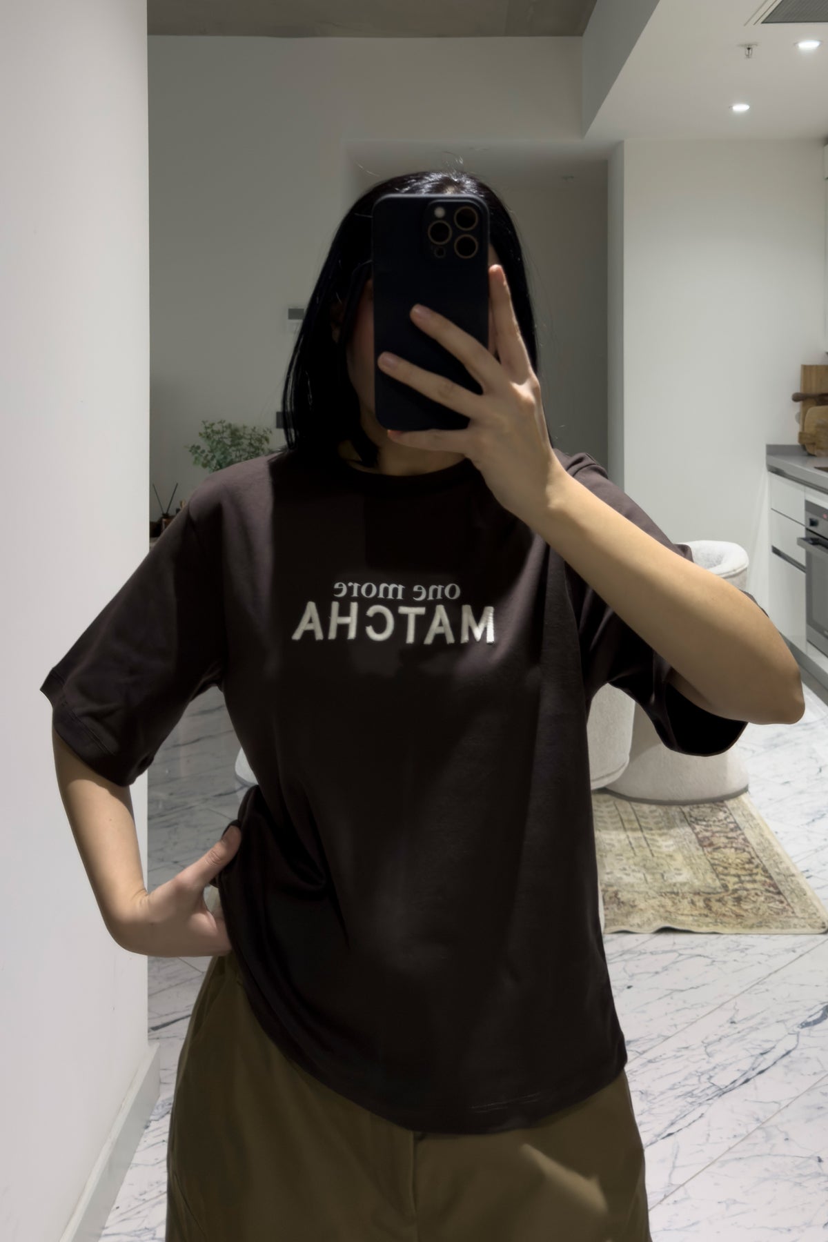 One More Matcha Yazılı Tişört SY-3607-Kahve