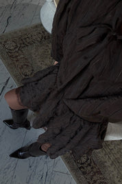 Kahve Dantel Detaylı Vatkalı Vintage Elbise SY-3528-Kahve