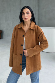 Taba Süet Cepli SYA Ceket SY-3400-Taba