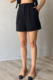 Siyah Pile Detaylı Şort SY-2342-Siyah