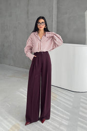 Mürdüm Premium Poliviskon Pantolon SY-3353-Mürdüm