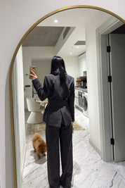 Antrasit Kuşak Detaylı Ceket ve Pantolon Takım SY-3602-Antrasit