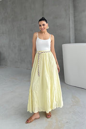 Örgü Kemerli Sarı Kraşlı Etek SY-3244-Sarı