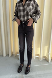 Kahverengi Yıkamalı Kısa Paça BoyFit Jean SY-3476-Kahverengi