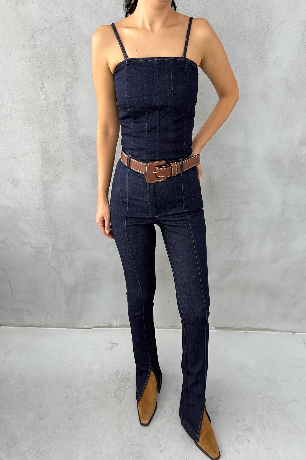 Lacivert Kot Bustiyer Pantolon Takım SY-3366-Lacivert