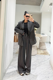Çizgili Antrasit Ceket ve Pantolon Takım SY-3562-Antasit