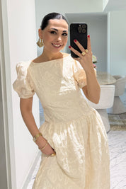 Brode Krem Midi Santorini  Elbise SY-3660-Krem