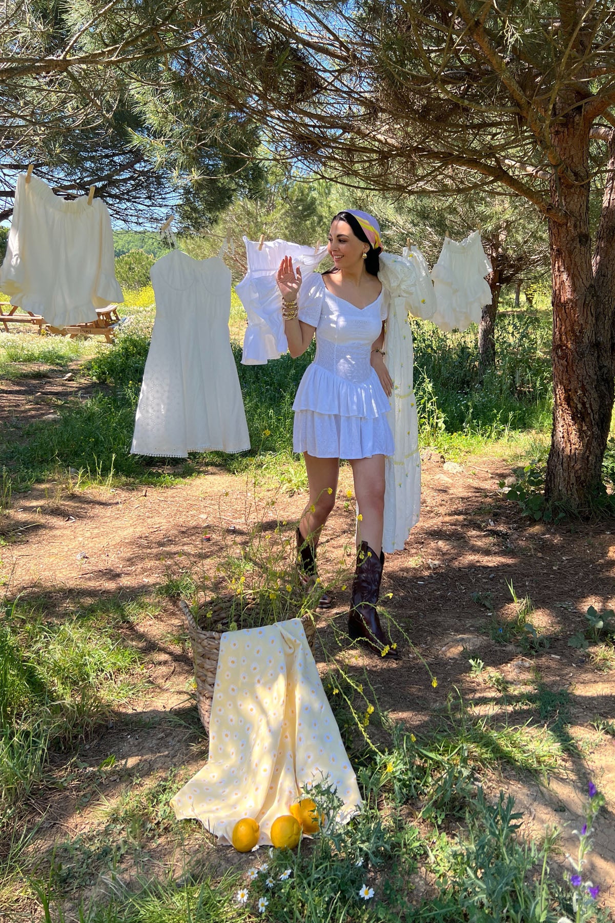 Beyaz Dantel Detaylı Vintage Mini Elbise SY-2113-Beyaz