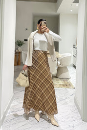 Sarı Ekose Desenli Şifon Etek SY-3558-Sarı