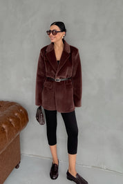 Kemerli Paris Kahve Ceket SY-3399-Kahve