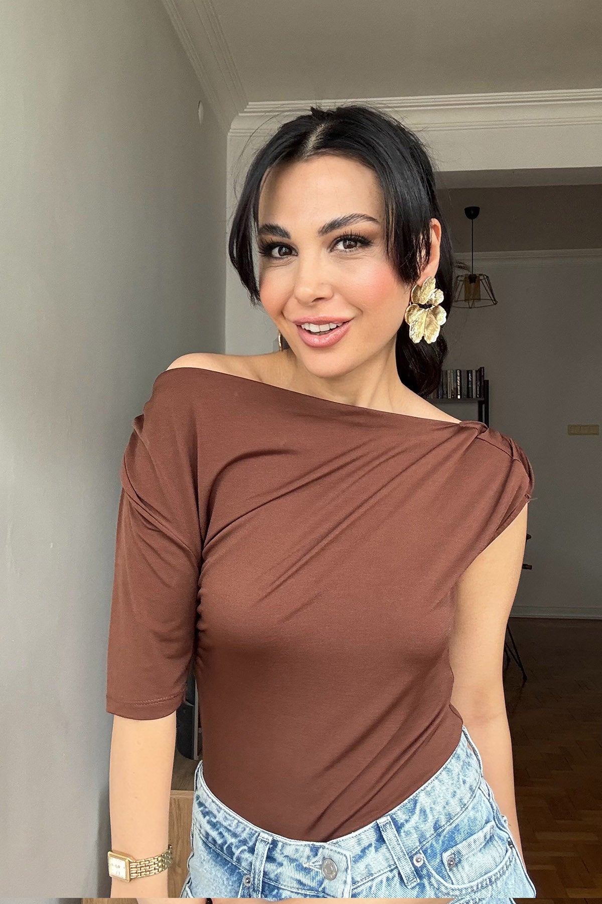 Kahve ZR Tasarım Bluz SY-3098-Kahve