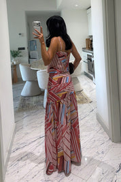 Turuncu Desenli Piliseli Crop Ve Bluz Etek Takım SY-3795-Turuncu