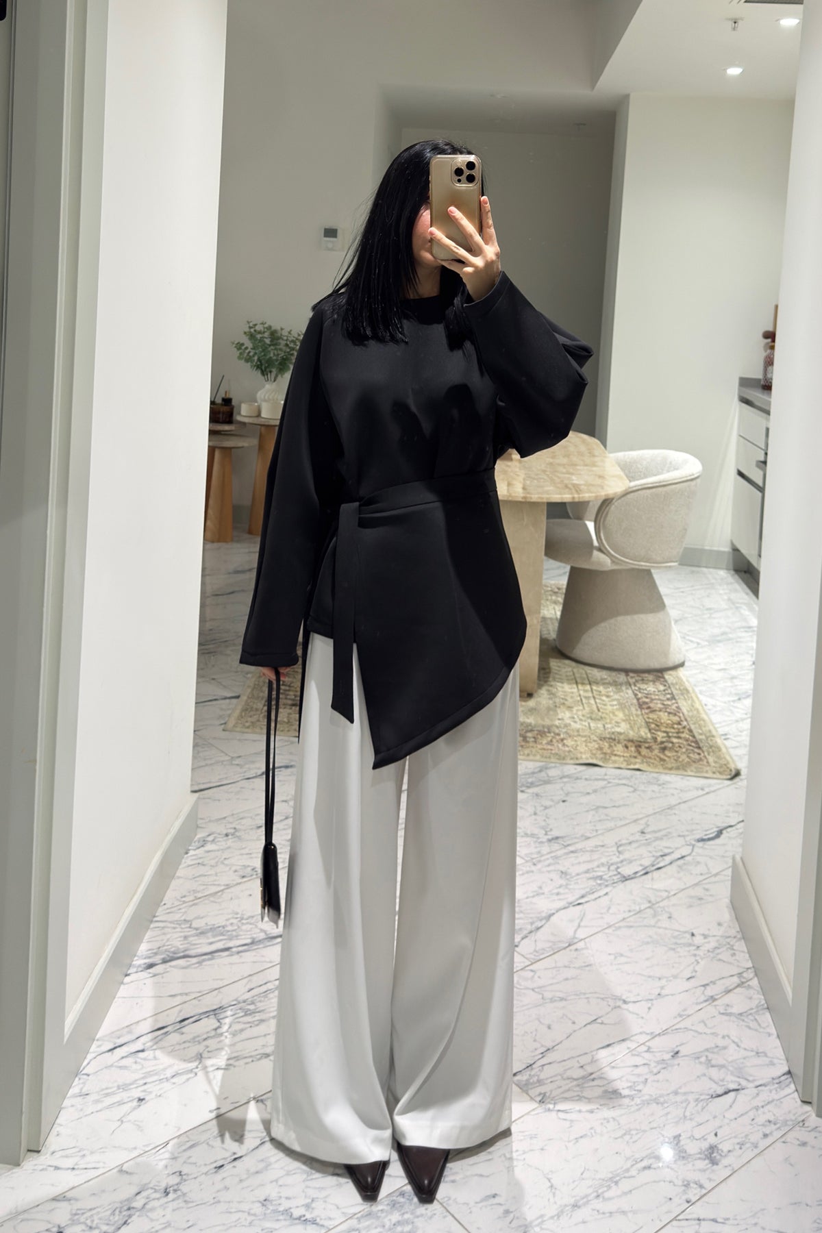 Bağlama Parçalı Scuba Siyah Bluz SY-3605-Siyah